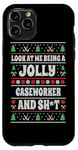 Coque pour iPhone 11 Pro Funny Caseworker Ugly Christmas Design Christmas Social Worker