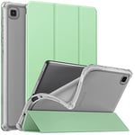 MoKo Étui Compatible avec Samsung Galaxy Tab A7 Lite 8.7 Pouces 2021(SM-T227/SM-T225/SM-T220), Étui à Trois Volets Anti-Chocs Coque de Protection avec Support Dos Translucent, Noir, Vert