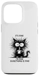 Coque pour iPhone 13 Pro Cute Black Cat It's Fine I'm Fine Everything Is Fine Funny