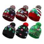 Julmössor med Led Light Christmas Light Up Sweater Stickad Beanie Xmas Hat för Vuxna Barn Nyhet