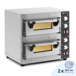 Royal Catering Elektrisk pizzaovn - 1+1 x 35 cm 2 kammer 4000 W ildleirestein