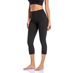 Vobery Gym Leggings,Women'S High Waist Workout Stretch Running Capri Legging Cropped Leggings 3/4 Length Trousers for Yoga Running Training(Black,XL)