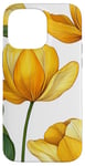 Coque pour iPhone 14 Pro Max Tulipes jaune vif avec des feuilles vertes audacieuses