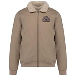 Surf Monkey Veste de camionneur Sherpa pour homme/veste cargo avec col roulé/coton biologique, beige, L