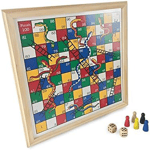 Wooden Snakes and Ladders Board Game for 3+ Years, Family Fun 2-6 Players