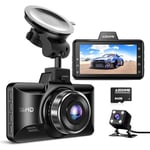 AZDOME M01 Pro Dashcam Voiture Avant Arrière, Full HD 1080P Caméra Embarquée Voiture avec Carte SD 64G,Camera Voiture,Vision Nocturne,G-Capteur,Mode Stationnement 24H,Enregistrement en Boucle