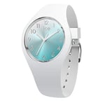 ICE-WATCH - Ice Sunset Turquoise - Montre Blanche pour Femme avec Bracelet en Silicone - 015745 (Small)