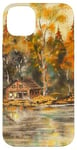 iPhone 14 Plus House By The Lake Peaceful Earth Brown Tones Yellow Dreams Case