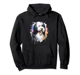 Old English Sheepdog Dog Watercolor Artwork Pullover Hoodie