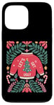 Coque pour iPhone 13 Pro Max Pull de Noël bohème festif en forme de canne à sucre d'orge floral