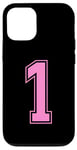 Coque pour iPhone 14 Rose 1 Numéro Équipe Junior Sports Uniforme Numéroté