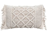 Atmosphera Macrame Fransig Prydnadskudde, 30 X 50 Cm, Beige