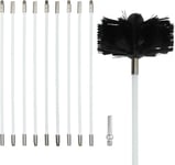 Kit de ramonage, kit de brosse de nettoyage pour cheminée, comprend 9 tiges en nylon flexibles, 1 tête de brosse, 1 connecteur de perceuse, 41 cm