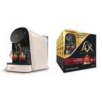 L'OR Barista LM8012/00 Machine à Café à Capsule Classique ou Double, 19 Bars de Pression, Réservoir 1 L, 9 Capsules Incluses Blanc Satiné + 50 Capsules L'Or Barista Splendente intensité 7