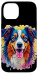 Coque pour iPhone 14 Berger australien Femmes Hommes Enfants Chien Aussie Art Portrait