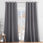 PONY DANCE Rideau Occultant - Rideaux Salon avec Oeillets Isolation Thermique Anti Froid Décoration Fenêtre Lumineux Bloquer pour Maison Chambre, Gris, L 140 x H 300 cm, Lot de 2