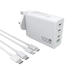 100W USB C Travel Charger ：GaN Charger for MacBook Air/Pro Charger 2023 2022 2021 2020 2019 16 15 14 13 Inch,Apple/iphone/ipad/Samsung/Lenovo/Dell/Asus/HP，Universal Type C Laptop Power Cord Adapter