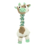 Record - Jeu interactif pour Chiens en Peluche avec Corde élastique Elastic Friends. Jeu à saisir, Tirer et mâcher Parfait pour Toutes Les Tailles | Vache, 44 cm