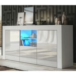 Dusine - Meuble tv haut big jive 145 cm blanc laqué avec leds