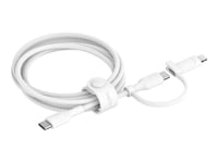 Belkin Boostcharge Pro 2-In-1 - Usb-Kabel - 24 Pin Usb-C (Hann) Til 24 Pin Usb-C, Lightning (Hann) - Usb 2.0 - 1.5 M - Hurtiglading Opptil 60W, Up To 480 Mbps - Hvit