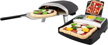 Casdon Ooni Pizza Oven & Topping Station Deluxe Set | Toy Pizza Oven & Topping Set For Children Aged 3+ | Features Real Flame Effect Light!