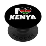 I Love Kenya avec le drapeau et le coeur PopSockets PopGrip Interchangeable