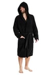 CityComfort Robe de Chambre Homme, Peignoir Homme en Polaire (L, Noir foncé)