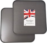 2x 31cm Square Oven Cookie Baking Tray Superior Non Stick, Made in England