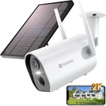 YESKAMO 2K Solar Security Camera Outdoor Wireless, Battery Operated WiFi Home Su