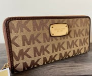 MICHAEL KORS MONOGRAM CONTINENTAL ZIP AROUND PURSE WALLET BNWT