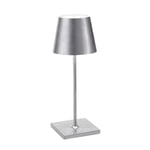 Zafferano, Lampe Poldina Pro Mini avec Feuille d'Argent, Lampe de Table Rechargeable et Sans Fil avec Contrôle Tactile, Utilisable comme Lampe d'Intérieur, Dimmer 2200-3000 K, Hauteur 30 cm