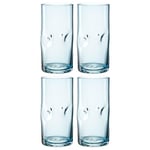 Leonardo Vesuvio Lot de 4 verres à long drink en verre de qualité supérieure de forme organique – Contenance 330 ml – Fait à la main – Passe au lave-vaisselle – 4 verres de couleur bleue