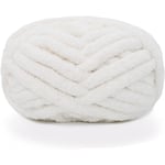 2 st Chunky Knit Chenille Garn för Hand Stickning Filtar, Super Mjuk Stor Jumbo Filt Garn (Vit)