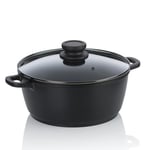 kela ATURA Marmite avec couvercle en verre 24 cm Grande casserole à induction 3,2 l en fonte d'aluminium avec revêtement céramique sans PFAS Noir