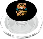 Life is Better on a Fishing Boat Bateau Lac Retro PopSockets PopGrip pour MagSafe