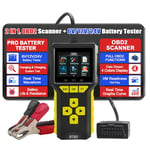 iKiKin OBD2 Diagnostic Devices Battery Tester 2-in-1 Code Reader, 100-3300 CCA Battery Load Tester with Battery Charging Start Test Full OBD2 Function Diagnostic Fault Diagnostic Instrument