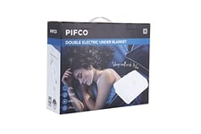 PIFCO® White Electric Blanket Double - Heated Electric Under Blanket with 3 Heat Settings with Detachable Controller - Easy Fit Straps - Machine Washable