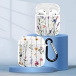 [2 pièces Coques pour Apple AirPods 2 & 1 Silicone Transparente Motifs Fleur Mignons Case avec Porte-clés,Étui Housse Compatible Charge sans Fil Protection Boîtier Filles Femmes