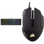 Corsair K60 RGB PRO LOW PROFILE Mechanical Gaming Keyboard QWERTY, Black & Scimitar ELITE RGB Optical MOBA/MMO Gaming Mouse - Black