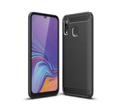 Samsung Galaxy A30 / A20 - Gummi cover/etui i Børstet Design - Sort