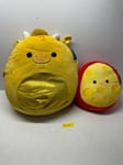 Squishmallows 16 Inch Mister the Gold Dragon Plush + 12" Mannon The Gouda #8469