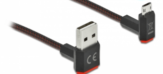 DELOCK – EASY-USB 2.0 Type-A male to EASY-USB Type Micro-B male angled up / down 0.2 m  (85264)