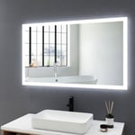 Meykoers Miroir de salle de bain LED 100x60cm anti-buée Mural Miroir 2couleurs LED réglables avec Interrupteur Mécanique