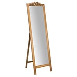 Biscottini Miroir de Sol Chambre à Coucher 52x5x177 cm | Miroir de Sol avec Cadre en Bois | Miroir Long du Sol