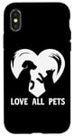 Coque pour iPhone X/XS T-shirt Love All Pets Animals Are Friends Too pour homme et femme