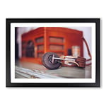 Big Box Art Vintage Music Player (1) Framed Wall Art Picture Print Ready to Hang, Black A2 (62 x 45 cm)