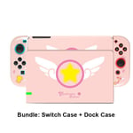 Paquet - Housse De Protection Rose Pastel Sakura Nintendo Switch Pour Fille Kawaii Dockable Coque De Protection Rigide Pc Pour Contrôleur Joy-Con Joystick