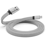 Magtame Magnetic USB C Cable, 5ft Coiled USB A to USB C Cable,USB C Charger Cable, Flat Type Fast Charging Charging Cord Compatible with Samsung for USB C Device for Pad,Silver