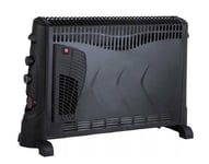 2kw Black Electric Convector Heater Radiator With Turbo & 24 Hour Timer