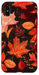 Coque pour iPhone XS Max Rouge minimaliste géométrique feuilles d'automne motif floral automne